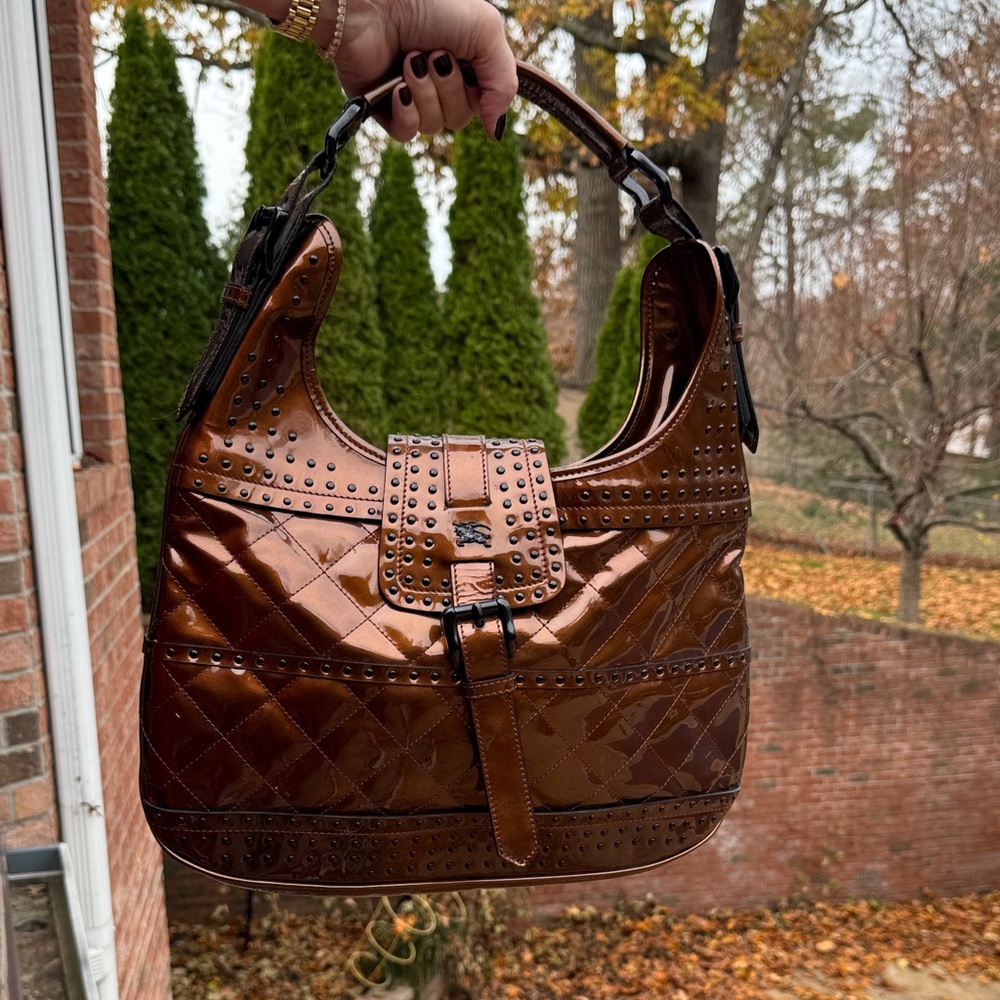 Burberry Quilted Bronze Studded Brooke Hobo Women's Bag